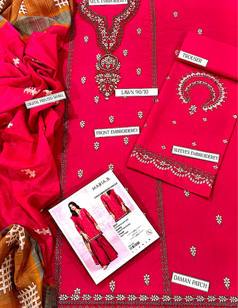 3 Piece Embroidered Lawn Suit - Image 5